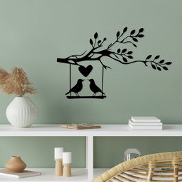 Wallity Love Of Birds Escultura de Pared de Metal Negra